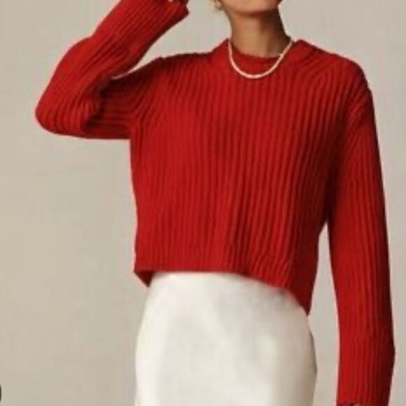 J.Crew Heritage cotton fisherman crewneck sweater in red S - Picture 2 of 7